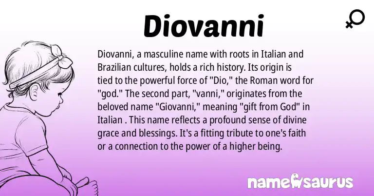 Infographic about Diovanni name meaning, Diovanni is a name from Italian, Brazilian origin(s).