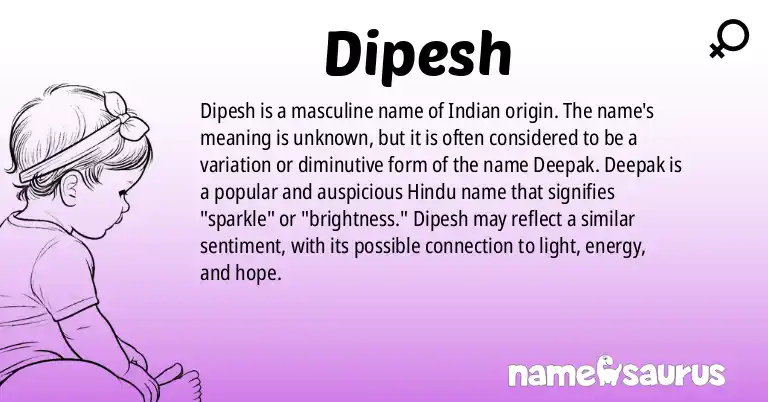 Infographic about Dipesh name meaning, Dipesh is a name from Indian origin(s).