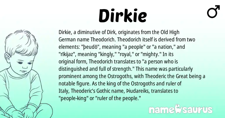Infographic about Dirkie name meaning, Dirkie is a name from Old High German, Gothic origin(s).
