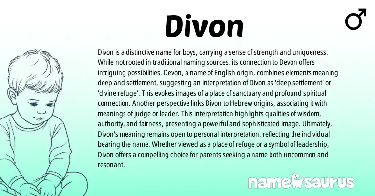 Infographic about Divon name meaning, Divon is a name from English origin(s).