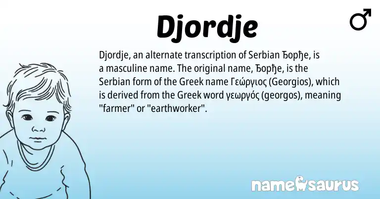Infographic about Djordje name meaning, Djordje is a name from Serbian, Greek origin(s).