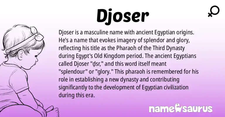 Infographic about Djoser name meaning, Djoser is a name from Ancient Egyptian origin(s).