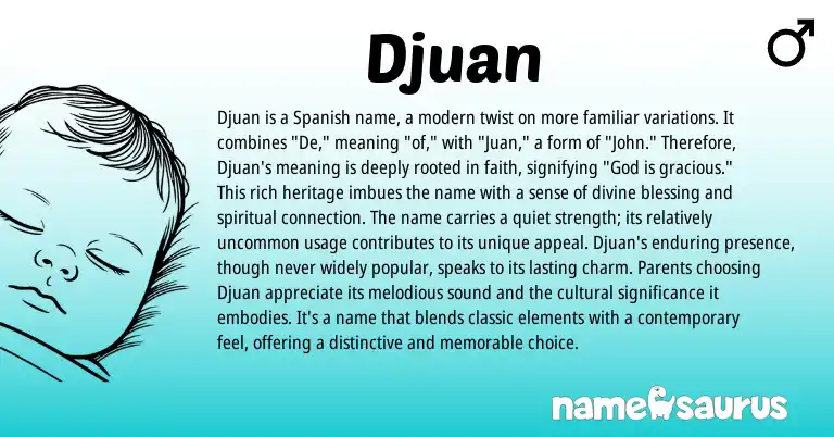 Infographic about Djuan name meaning, Djuan is a name from Spanish origin(s).