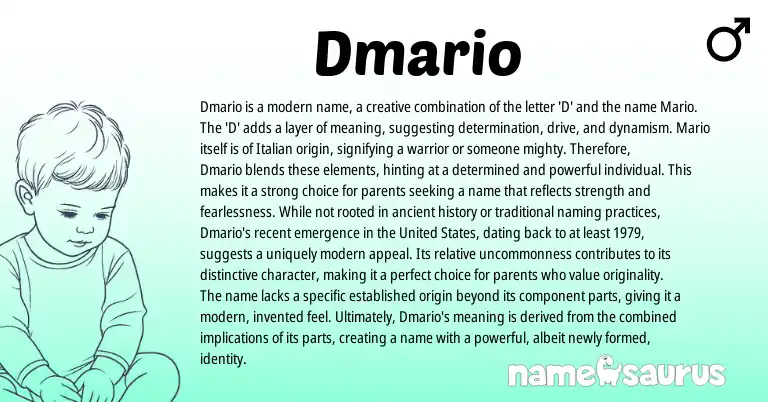Infographic about Dmario name meaning, Dmario is a name from Italian, Spanish origin(s).