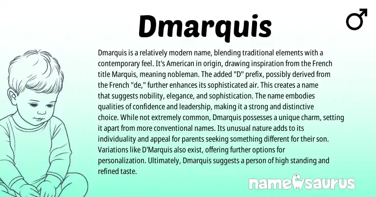 Infographic about Dmarquis name meaning, Dmarquis is a name from French origin(s).