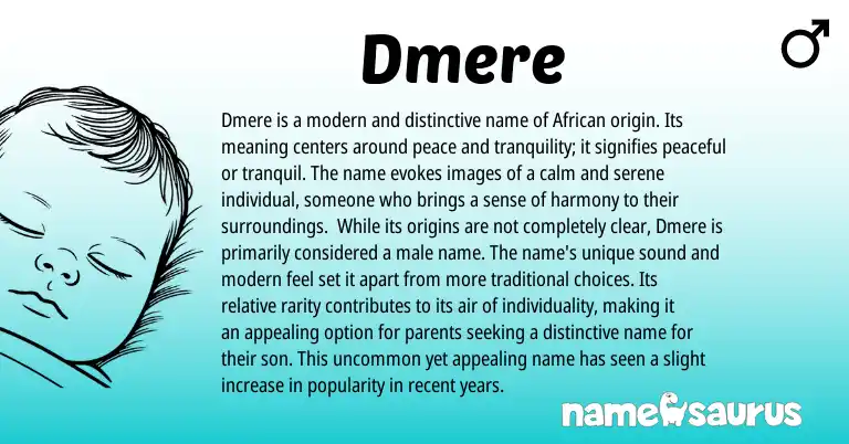 Infographic about Dmere name meaning, Dmere is a name from African origin(s).