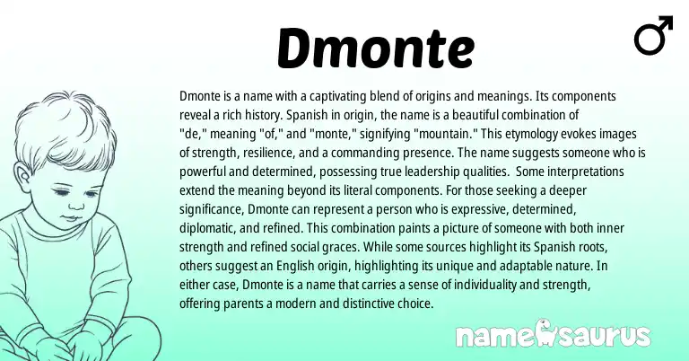 Infographic about Dmonte name meaning, Dmonte is a name from French, Spanish origin(s).