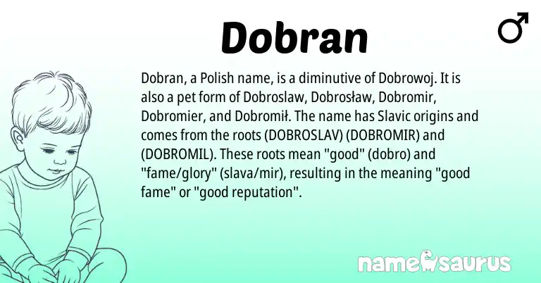 Infographic about Dobran name meaning, Dobran is a name from Polish, Slavic origin(s).