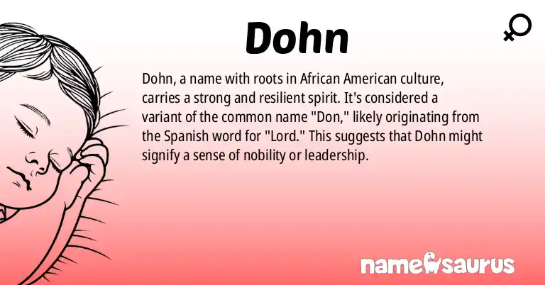 Infographic about Dohn name meaning, Dohn is a name from African American origin(s).