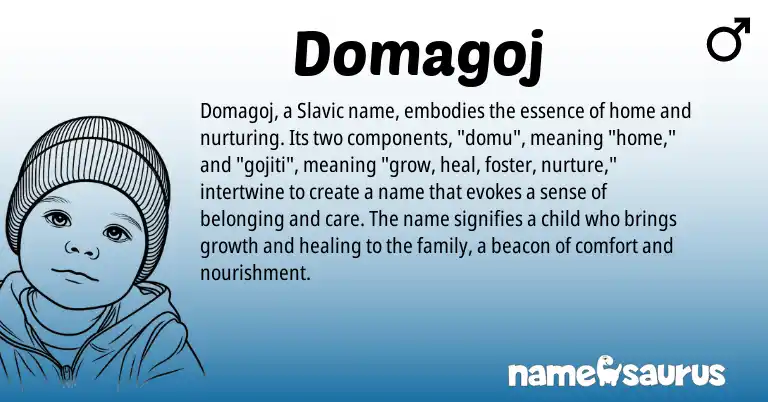 Infographic about Domagoj name meaning, Domagoj is a name from Slavic origin(s).