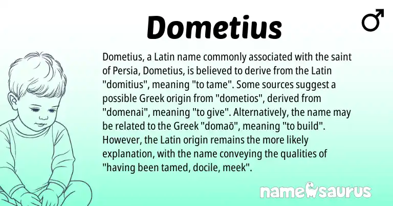 Infographic about Dometius name meaning, Dometius is a name from Latin, Greek origin(s).