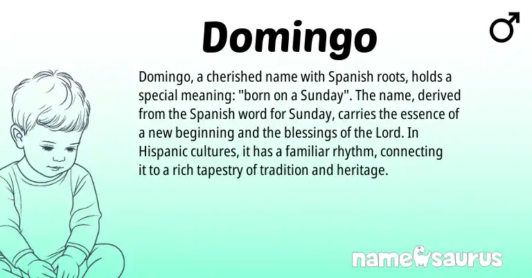 Infographic about Domingo name meaning, Domingo is a name from Spanish, Hispanic origin(s).