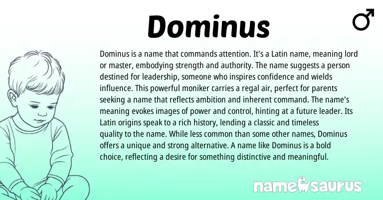 Infographic about Dominus name meaning, Dominus is a name from Latin origin(s).