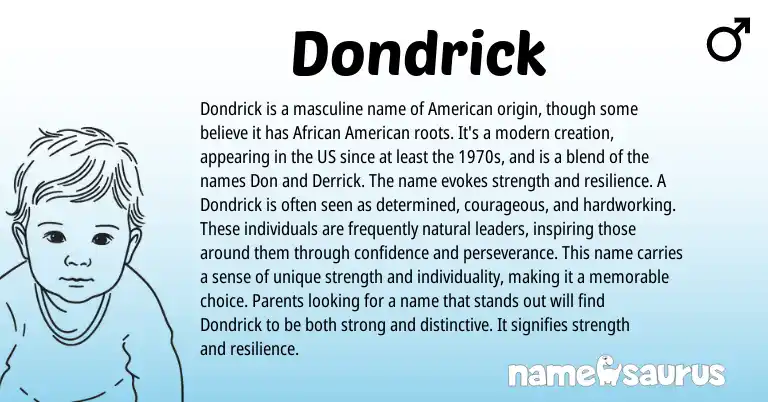 Infographic about Dondrick name meaning, Dondrick is a name from English, American origin(s).
