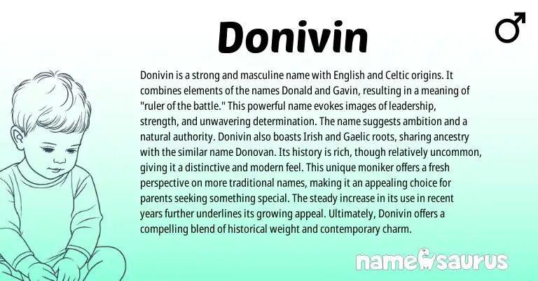 Infographic about Donivin name meaning, Donivin is a name from English, Celtic origin(s).