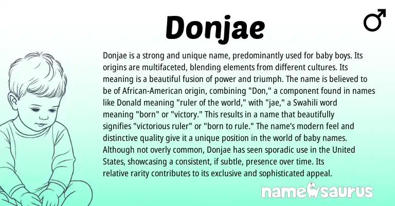 Infographic about Donjae name meaning, Donjae is a name from Swahili origin(s).