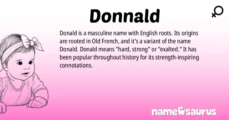 Infographic about Donnald name meaning, Donnald is a name from English origin(s).