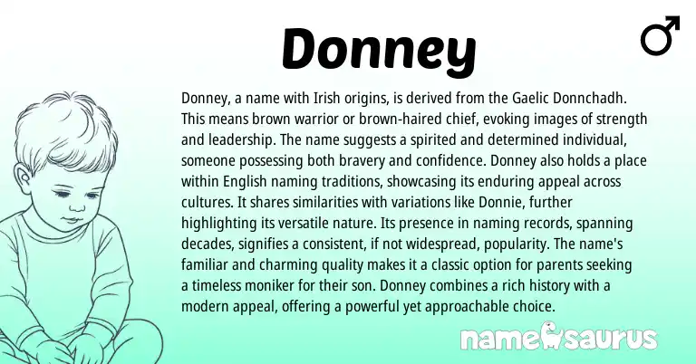 Infographic about Donney name meaning, Donney is a name from Gaelic, Irish origin(s).