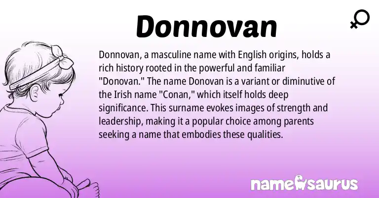 Infographic about Donnovan name meaning, Donnovan is a name from English origin(s).