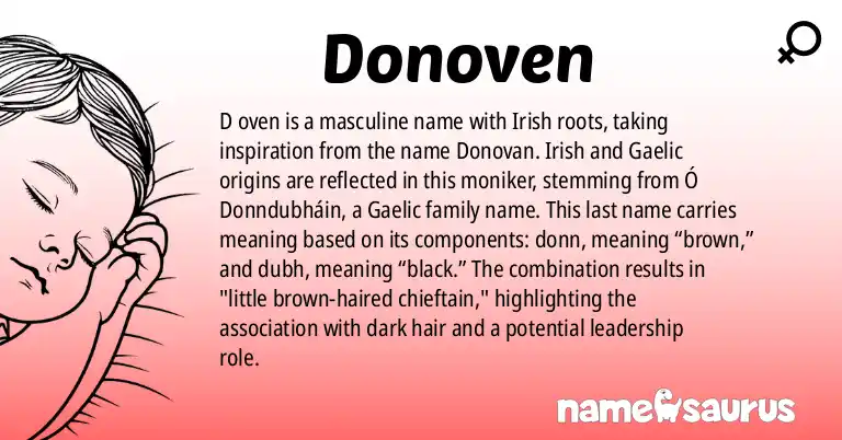 Infographic about Donoven name meaning, Donoven is a name from Irish, Gaelic origin(s).