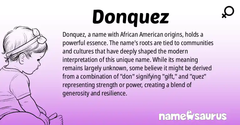 Infographic about Donquez name meaning, Donquez is a name from African American origin(s).