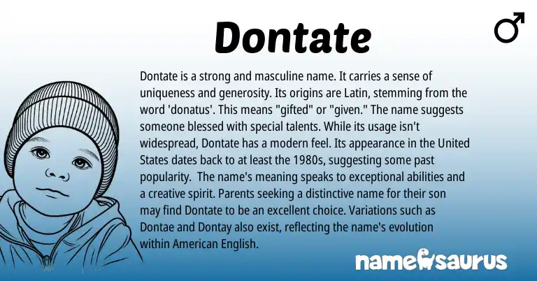 Infographic about Dontate name meaning, Dontate is a name from Latin origin(s).