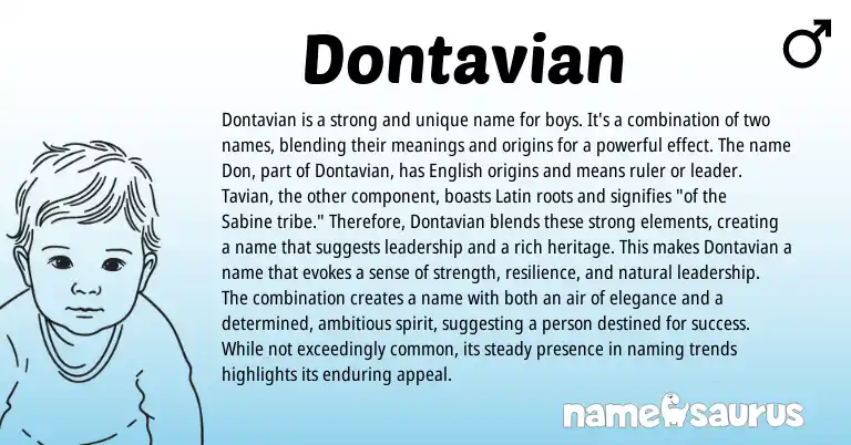 Infographic about Dontavian name meaning, Dontavian is a name from Latin, English origin(s).
