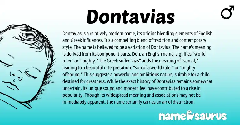 Infographic about Dontavias name meaning, Dontavias is a name from Greek, English origin(s).