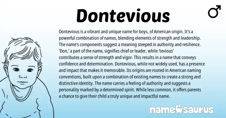 Infographic about Dontevious name meaning, Dontevious is a name from American origin(s).