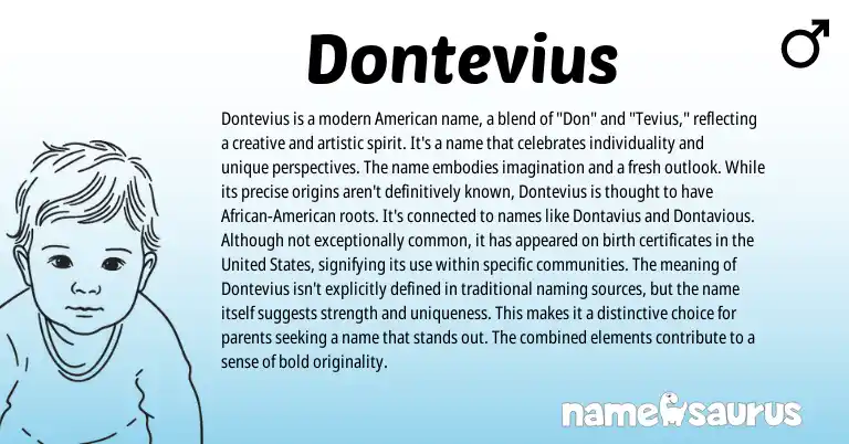 Infographic about Dontevius name meaning, Dontevius is a name from American origin(s).