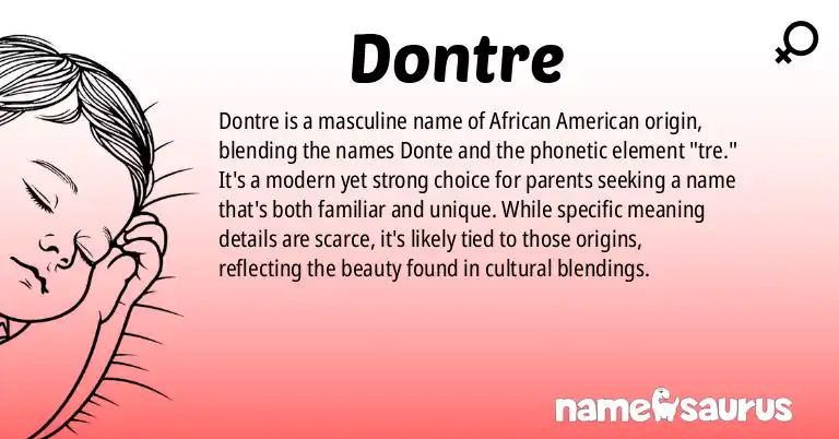 Infographic about Dontre name meaning, Dontre is a name from African American origin(s).