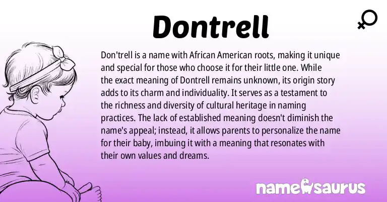 Infographic about Dontrell name meaning, Dontrell is a name from African American origin(s).