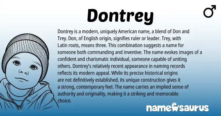 Infographic about Dontrey name meaning, Dontrey is a name from Latin, English origin(s).