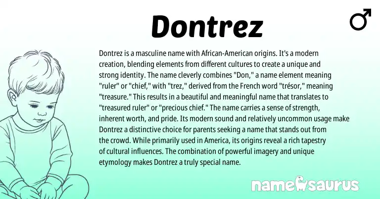 Infographic about Dontrez name meaning, Dontrez is a name from French origin(s).