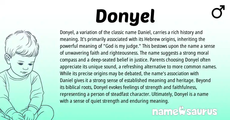 Infographic about Donyel name meaning, Donyel is a name from Hebrew origin(s).