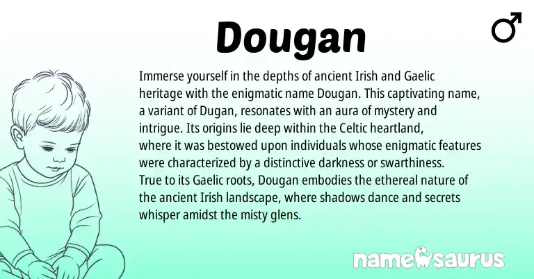 Infographic about Dougan name meaning, Dougan is a name from Irish, Gaelic, Celtic origin(s).