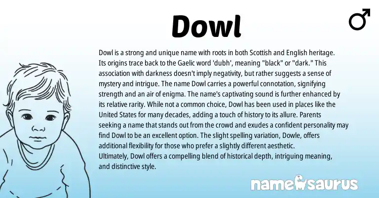 Infographic about Dowl name meaning, Dowl is a name from Scottish, Gaelic origin(s).