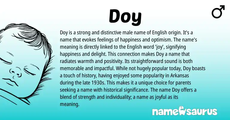 Infographic about Doy name meaning, Doy is a name from English origin(s).