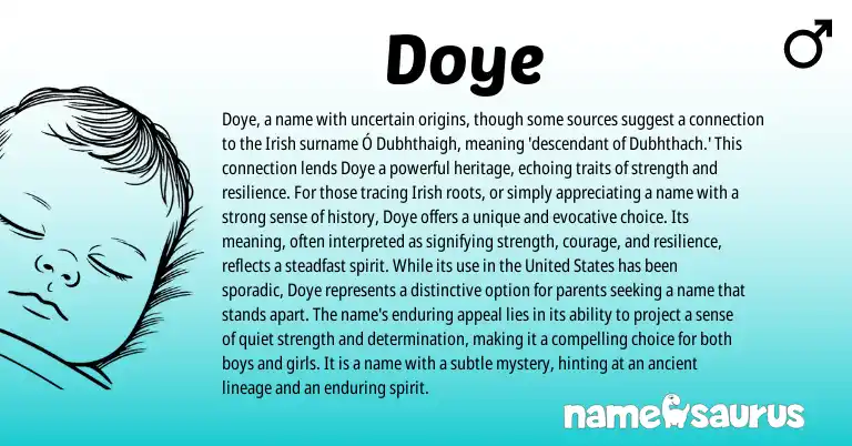 Infographic about Doye name meaning, Doye is a name from Irish origin(s).