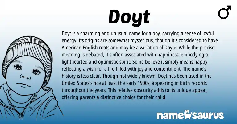 Infographic about Doyt name meaning, Doyt is a name from English origin(s).