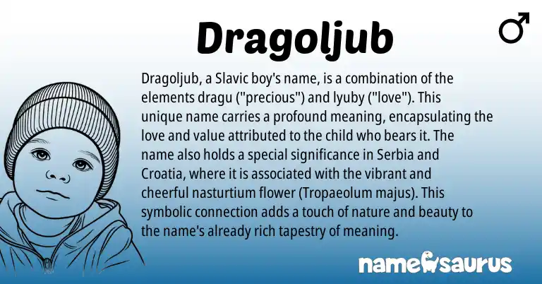 Infographic about Dragoljub name meaning, Dragoljub is a name from Slavic origin(s).