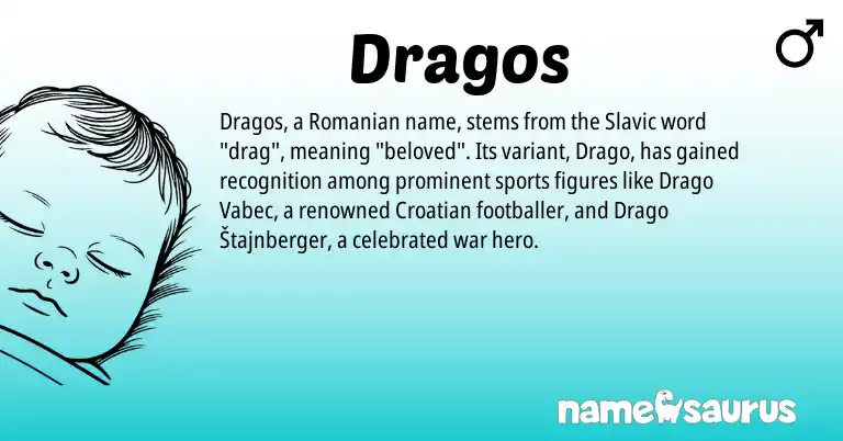 Infographic about Dragos name meaning, Dragos is a name from Croatian, Romanian, Slavic origin(s).
