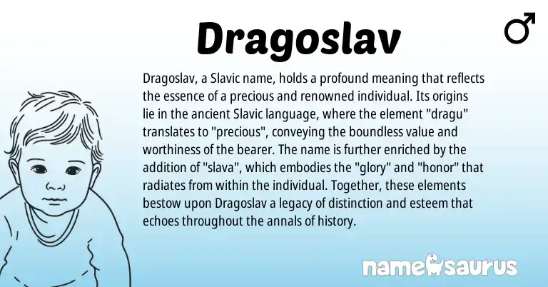 Infographic about Dragoslav name meaning, Dragoslav is a name from Slavic origin(s).