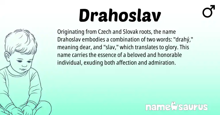 Infographic about Drahoslav name meaning, Drahoslav is a name from Slovak, Czech origin(s).