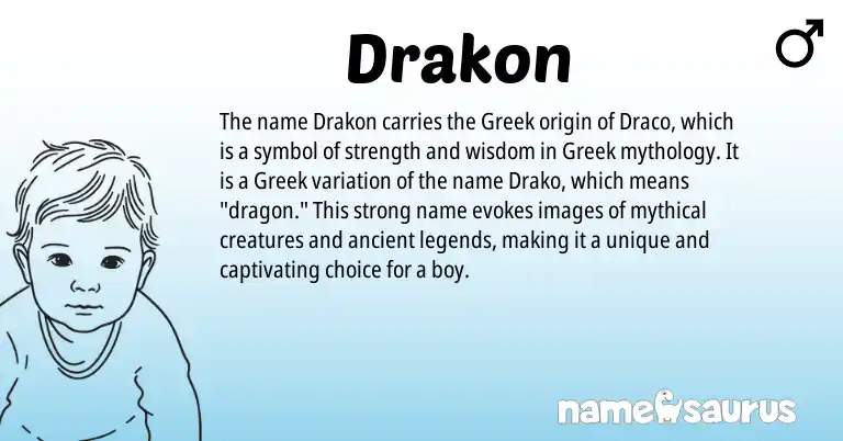 Infographic about Drakon name meaning, Drakon is a name from Greek origin(s).