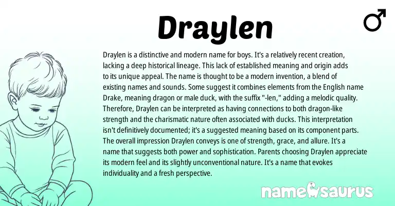 Infographic about Draylen name meaning, Draylen is a name from English origin(s).