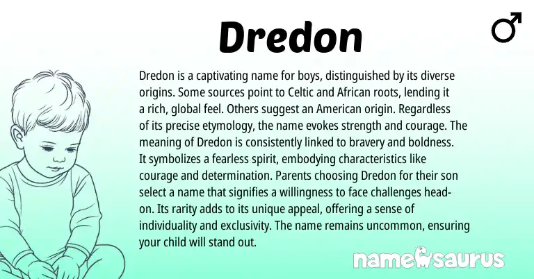 Infographic about Dredon name meaning, Dredon is a name from African, Celtic origin(s).