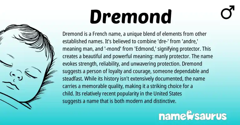 Infographic about Dremond name meaning, Dremond is a name from French origin(s).