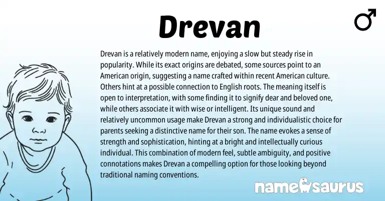 Infographic about Drevan name meaning, Drevan is a name from Croatian, English origin(s).