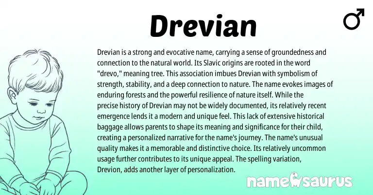 Infographic about Drevian name meaning, Drevian is a name from Slavic origin(s).